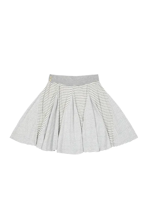 STRIPE FLARE MIDI SKIRT, MELANGE GRAY
