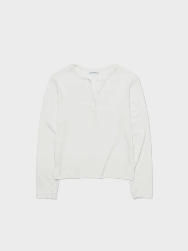 Henry Neck Wool Jersey Warm T-Shirt_Ivory