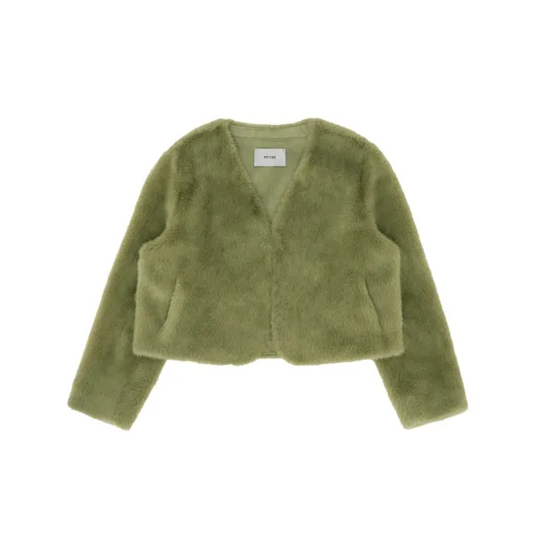 Fluffy Fur Short Jacket (olive green)