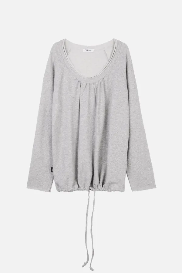 [Exclusive] Round Hem String Top _ Gray
