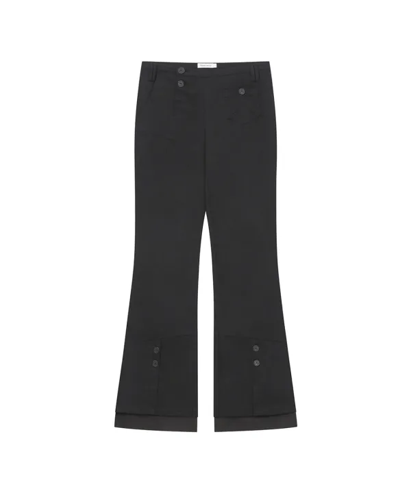 [레이 PICK] Side fly layered bootscut pants BLACK