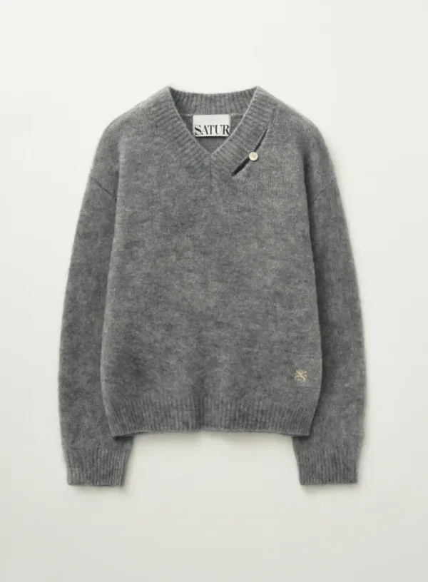 Essen Two Tone Mohair Blend Knit - Melange Gray