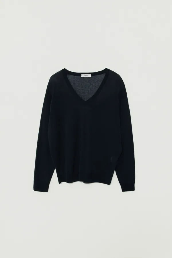 MEIN LINEN V-NECK KNIT_NAVY