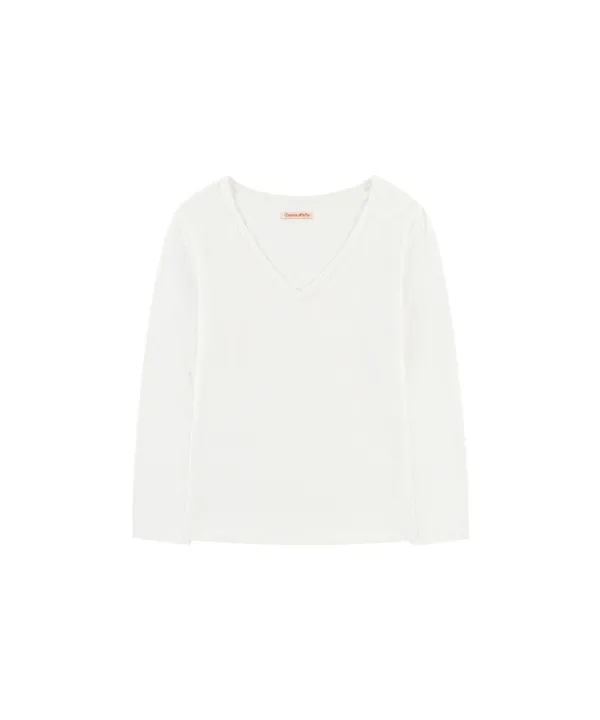 A3596 브이넥 쓰리 쿼터 슬리브_White