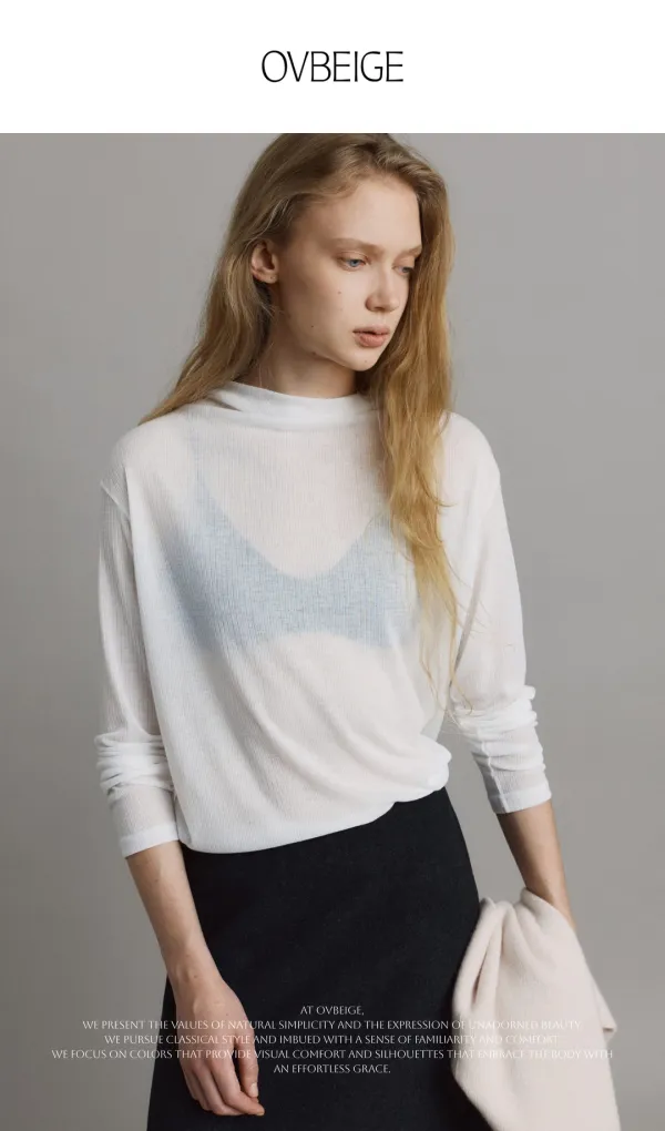 FINE RIB TURTLENECK TEE_IVORY