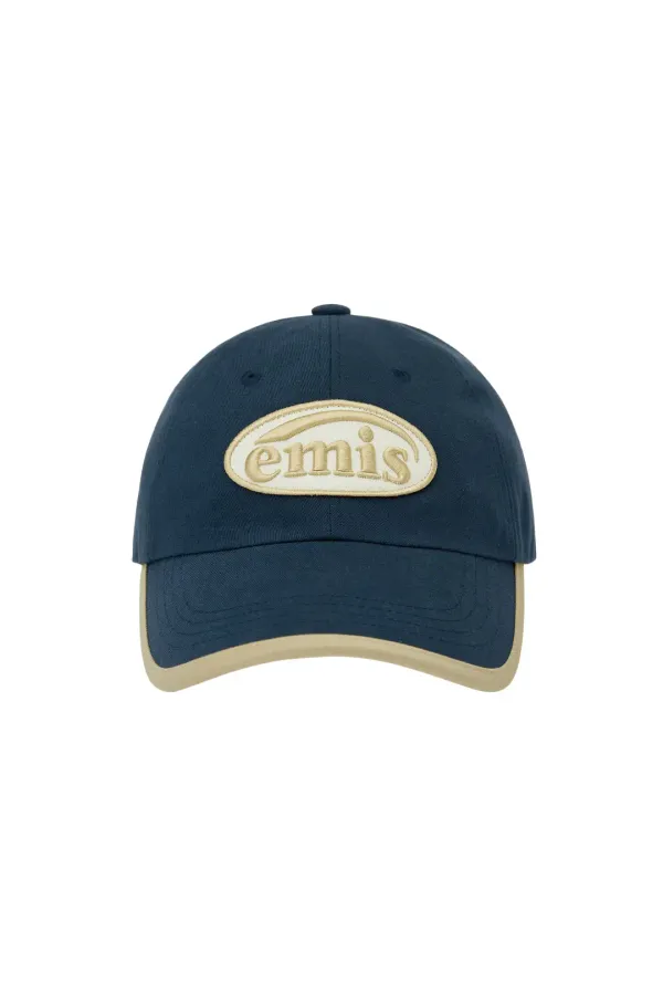 BEIGE TRIMMING BALL CAP-NAVY
