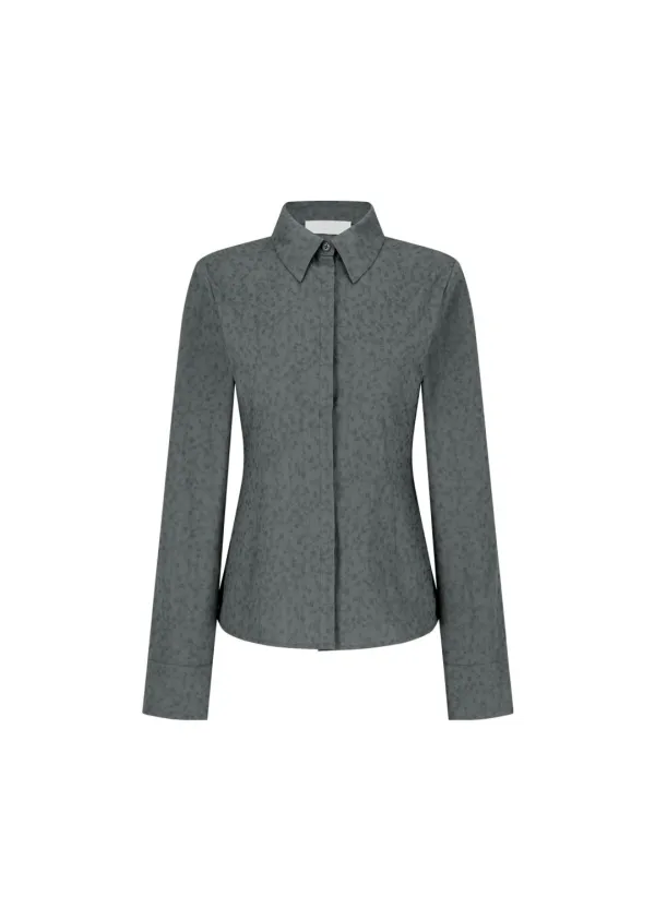 Floral slim shirt, Grey