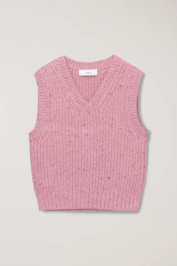 UNISEX V-NECK KNIT VEST SOFT PINK_UDSW5C113P1