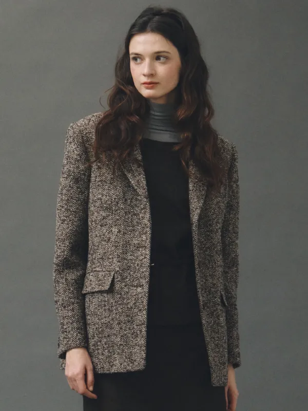 Semi Overfit Wool Single Jacket_Brown