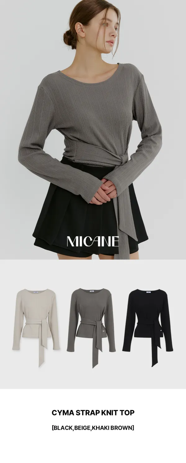 [44-120]  Cyma Strap Knit Top  시마 스트랩 니트 탑 (가을-봄-데일리룩-데이트룩-출근룩-오피스룩-격식룩-이지웨어-마실룩-루즈핏-니트티-티셔츠-니트티-다이마루-자체제작) - MICANE