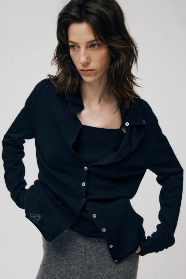 Brevin Yak Button Cardigan (Deep Navy)