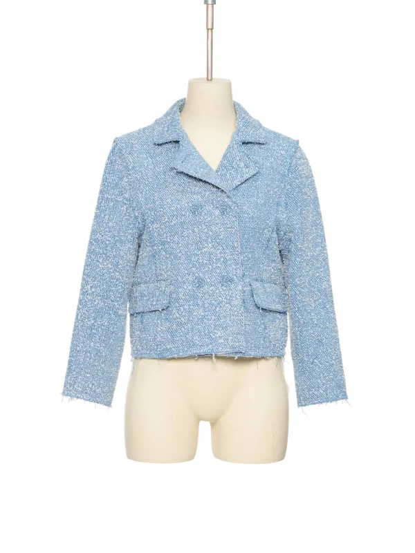 FW25 BLUE TWEED DOUBLE JACKET