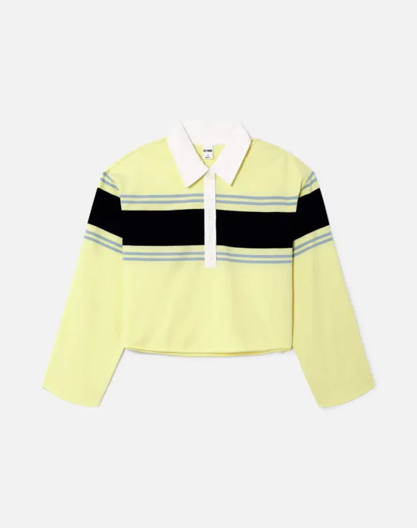 Cut Off Rugby Polo - Limeade Stripe