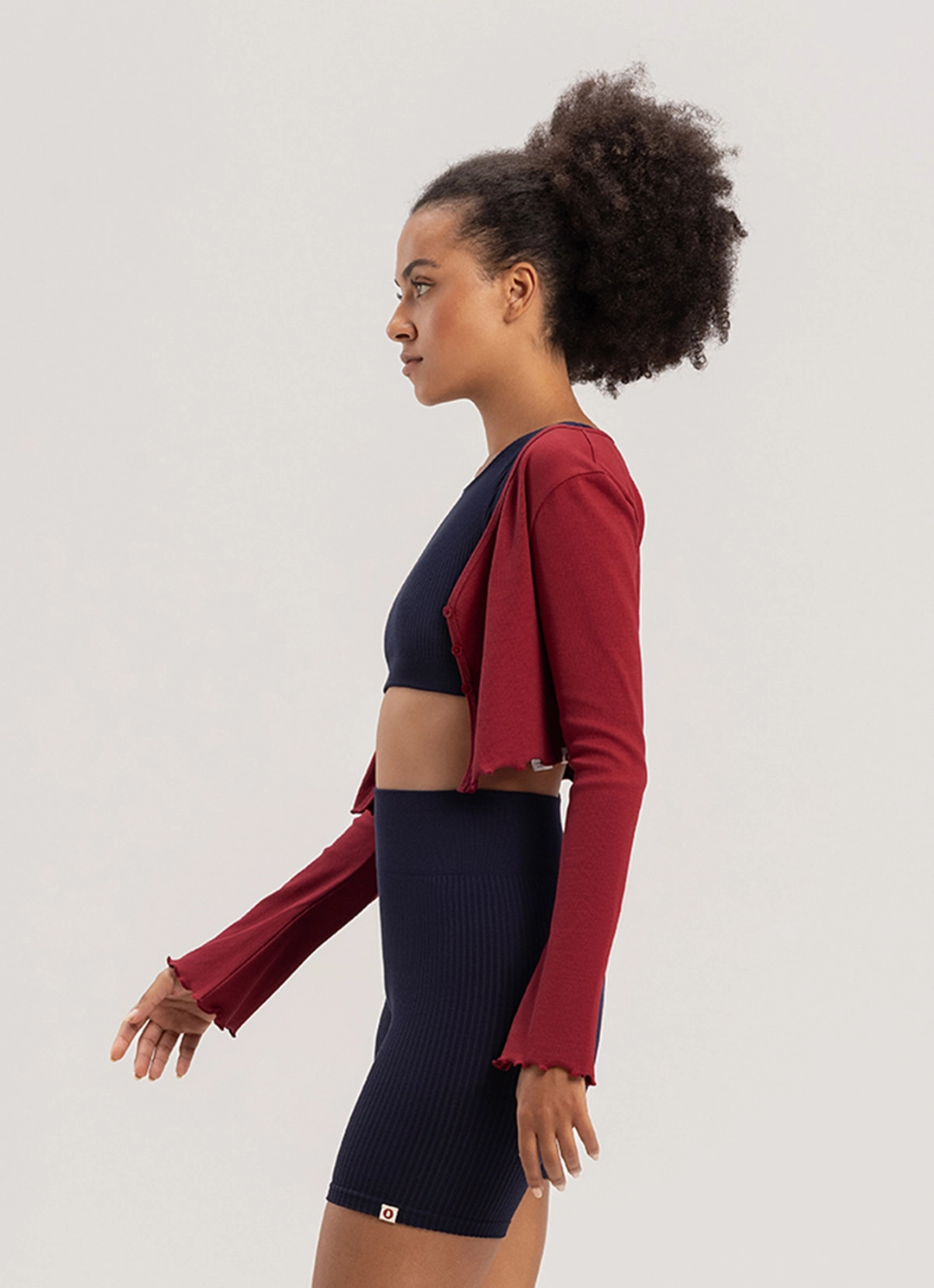 부디무드라 Crop rib cardigan_Karanda Red 상품 이미지 2