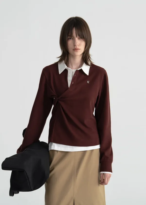 PIQUE TWIST POLO SHIRT - WINE