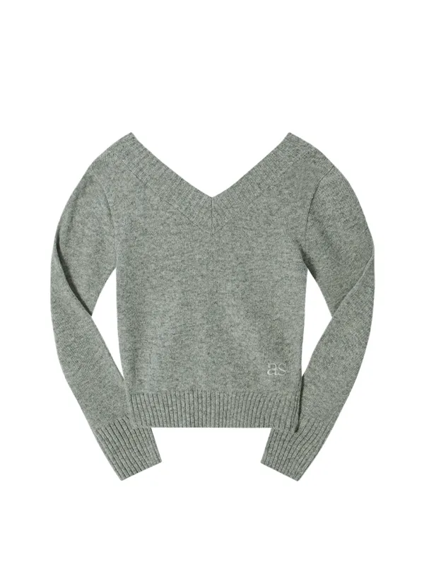 SHADE V NECK KNIT / GRAY