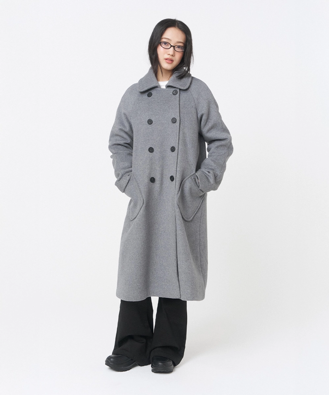 미세키서울 Double button long coat GREY 상품 이미지 2