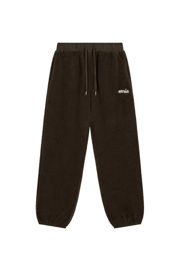 (W) FLEECE JOGGER PANTS-BROWN