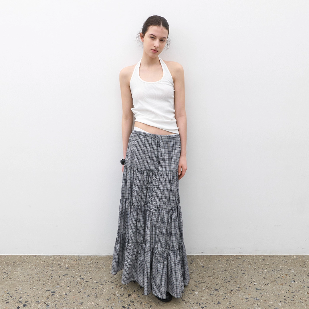 아뜰리에 나인 (SK-5098)CHECK TIERED FULL LENGTH SKIRT 상품 이미지 2
