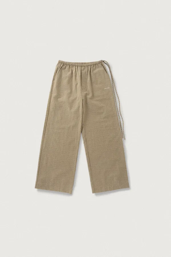 STRIPED POPLIN WIDE PANTS [BEIGE]