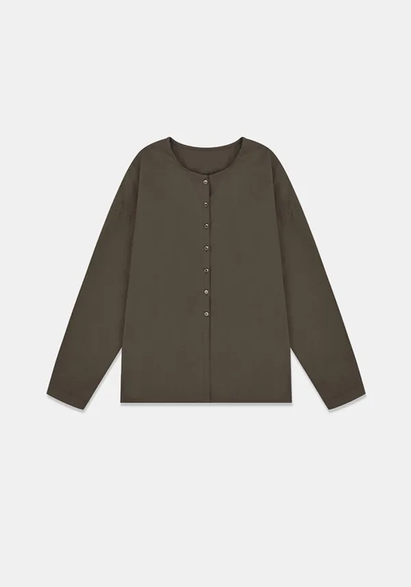 Cotton curve shirt (Brown)