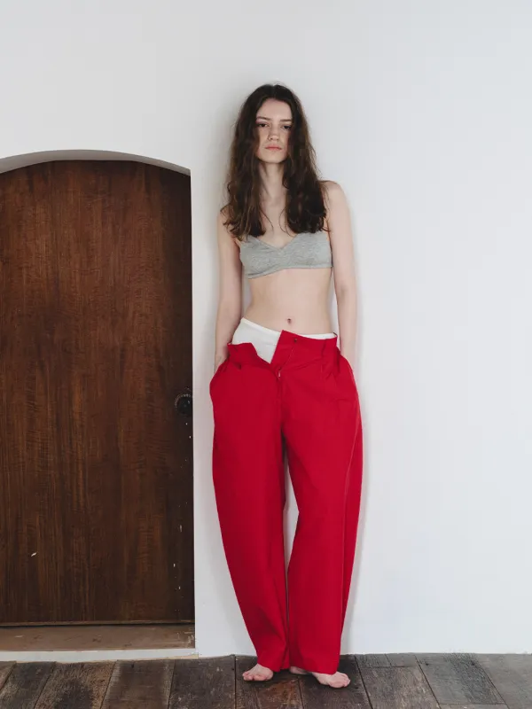 Side curve pants - Red