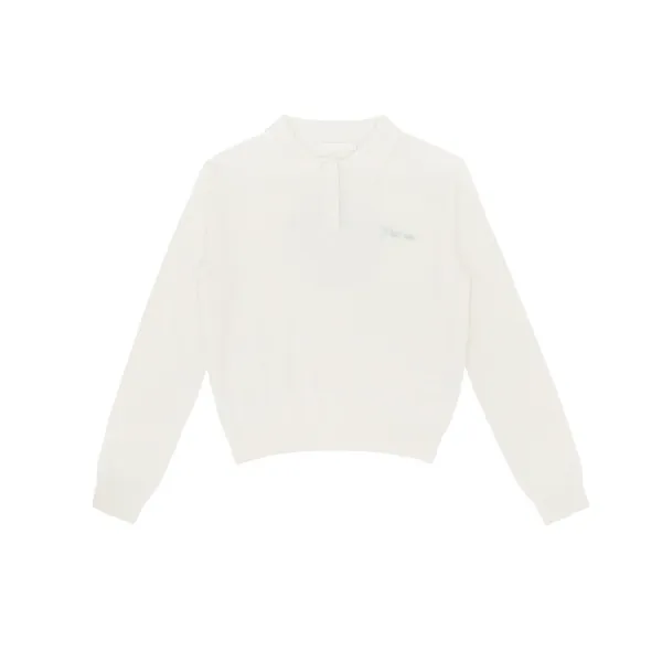 Giant Smiley Knit PK Shirt (cloud white / mint)