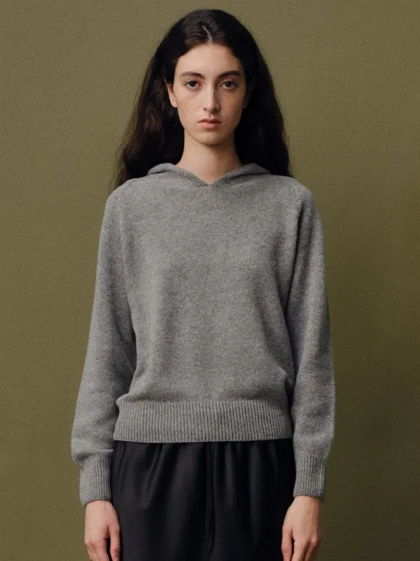 Wholegarment merino hoodie knit_gray