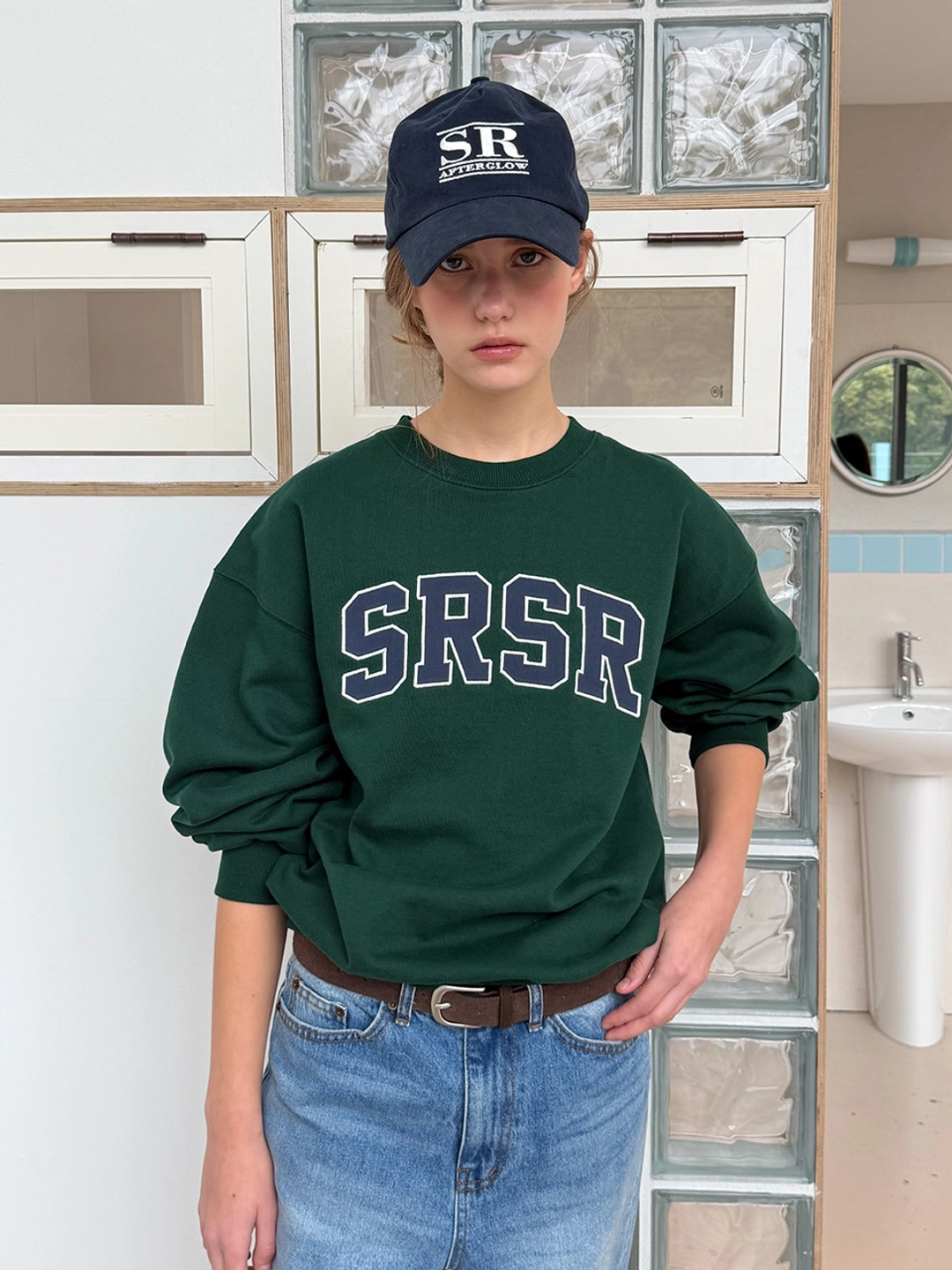 쏘이르 SRSR SIGNATURE SWEATSHIRT - GREEN 상품 이미지 2