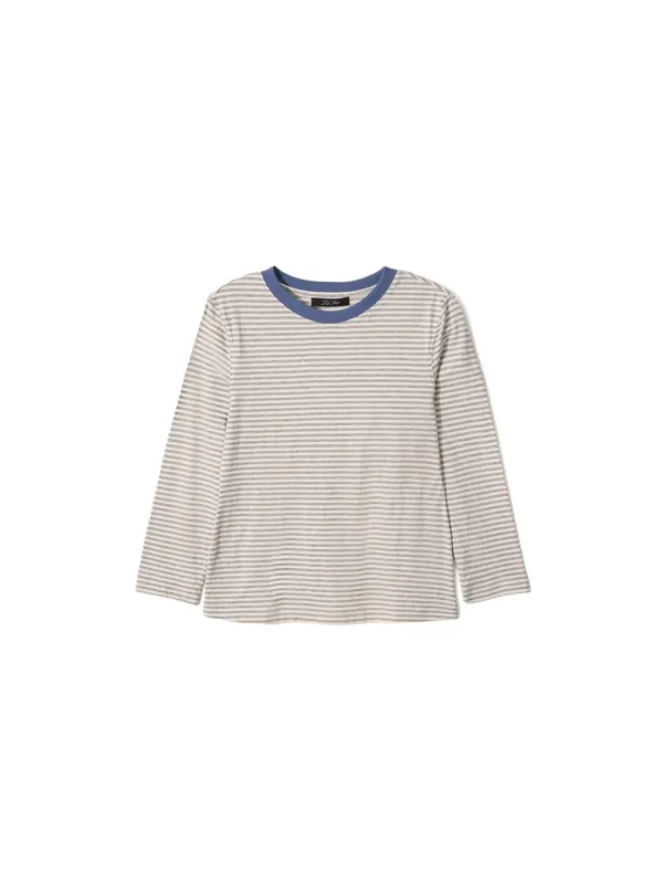 Stripe Mid Sleeve Tee Melange Grey
