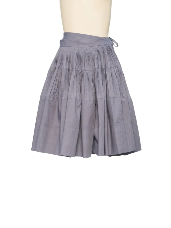 SS26 GRAY TIERED PLEATED WRAP SKIRT