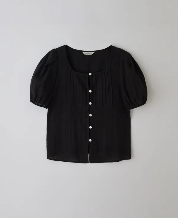 [6차] Tuck detail puff blouse_BLACK