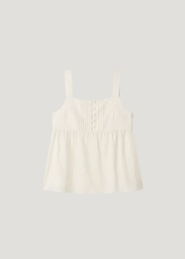 Square-Neck Pintuck Sleeveless_Cream