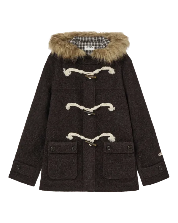 FUR HOOD DUFFLE COAT [DARK BROWN]