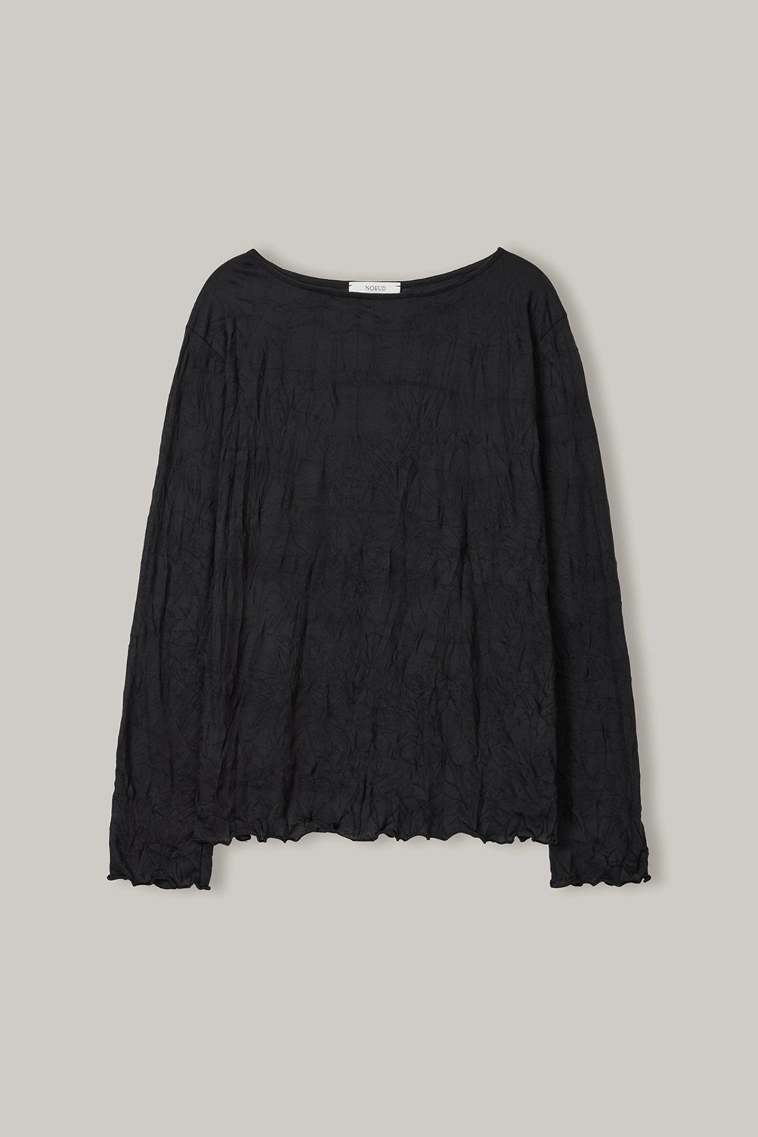 노우드 TS019 Wrinkle Boat-Neck Top (Black) 상품 이미지 1