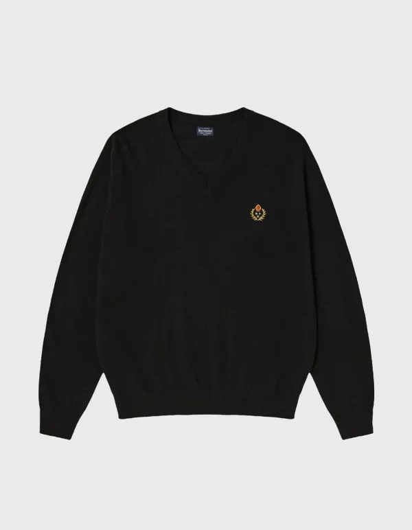 CREST WOOL CASHMERE V-NECK / Black