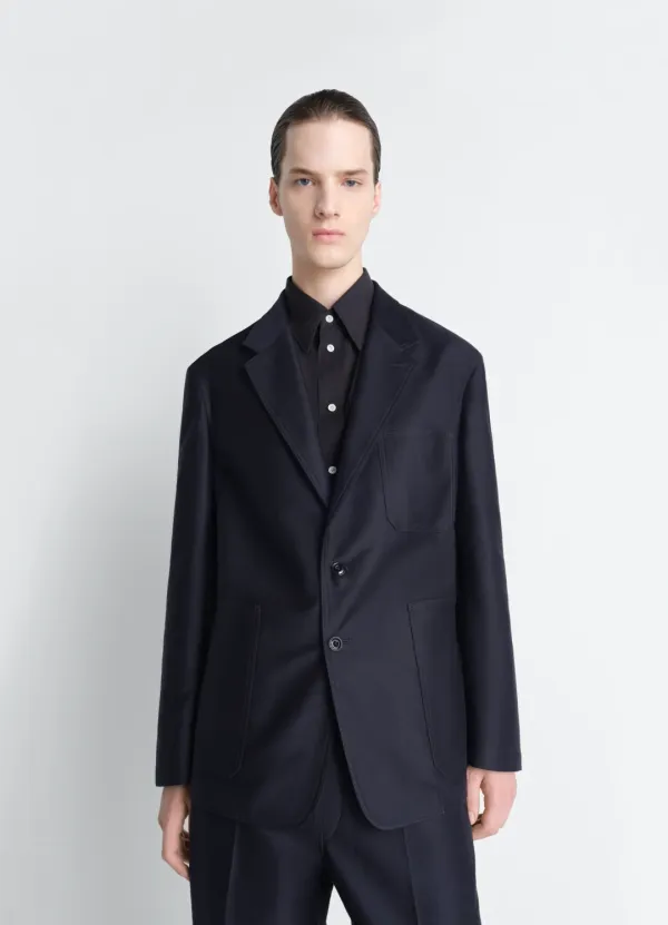 SINGLE BREASTED WORKWEAR JACKET IN COTTON SATIN