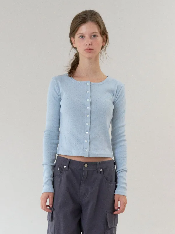 serena button cardigan (baby blue)