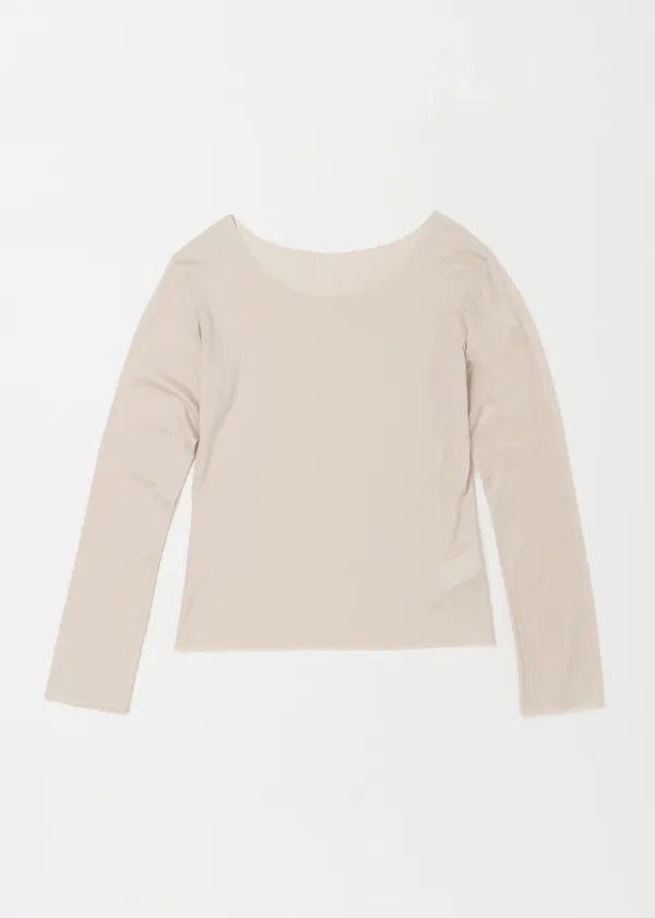 RAW-CUT SCOOP TOP IN BEIGE