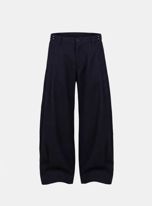 [w-pts26-083] 712 Spina Rivet Wide Slacks - Navy