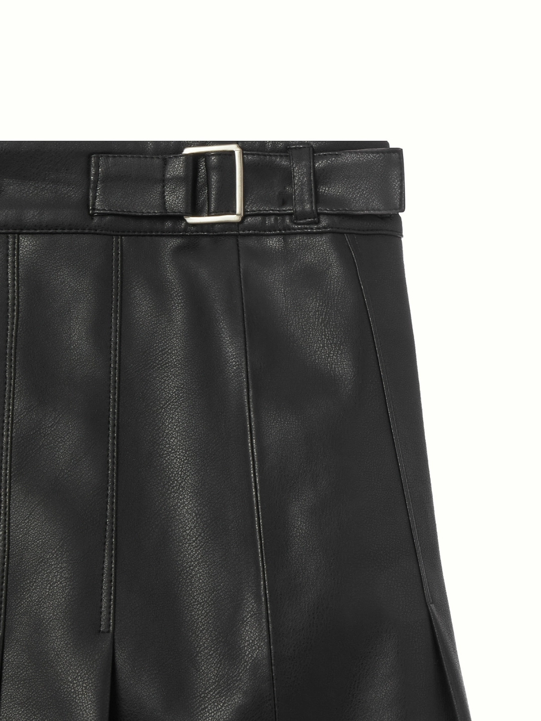 쿠메 FAUX LEATHER PLEATED LONG SKIRT, BLACK 상품 이미지 3