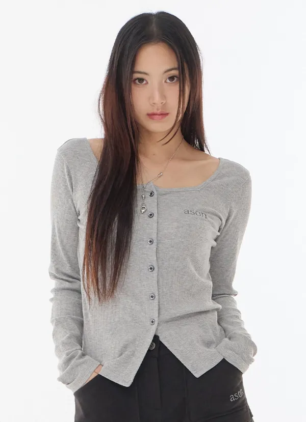 MUTE BUTTON CARDIGAN / GRAY
