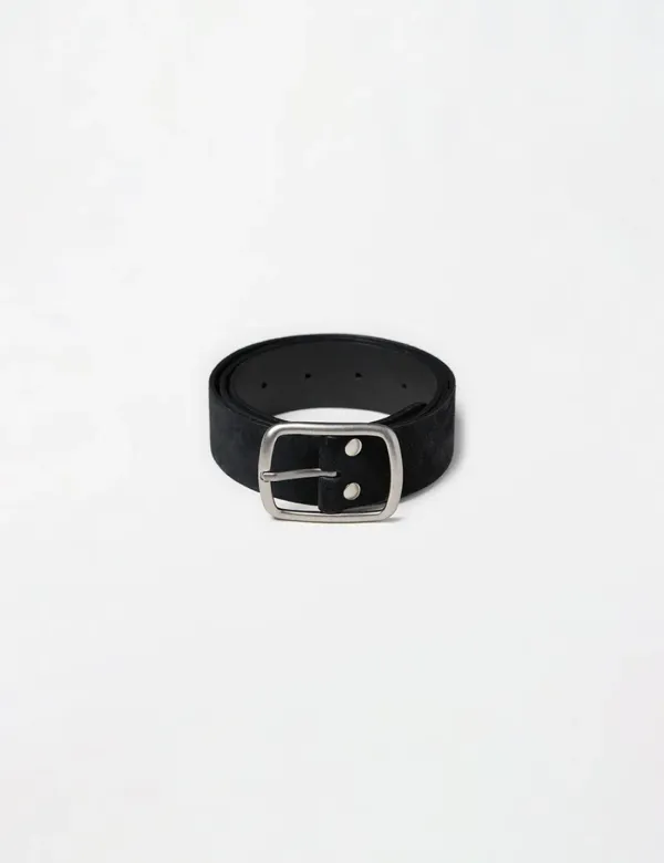 Square Suede Belt (Black)