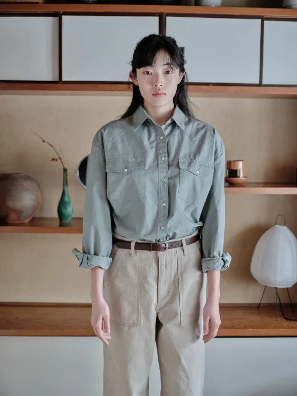 Cotton Western Shirt (Dusty Mint)