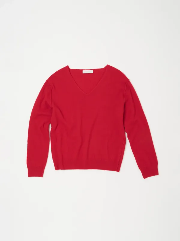 INSIDE OUT V-NECK SWEATER IN RED
