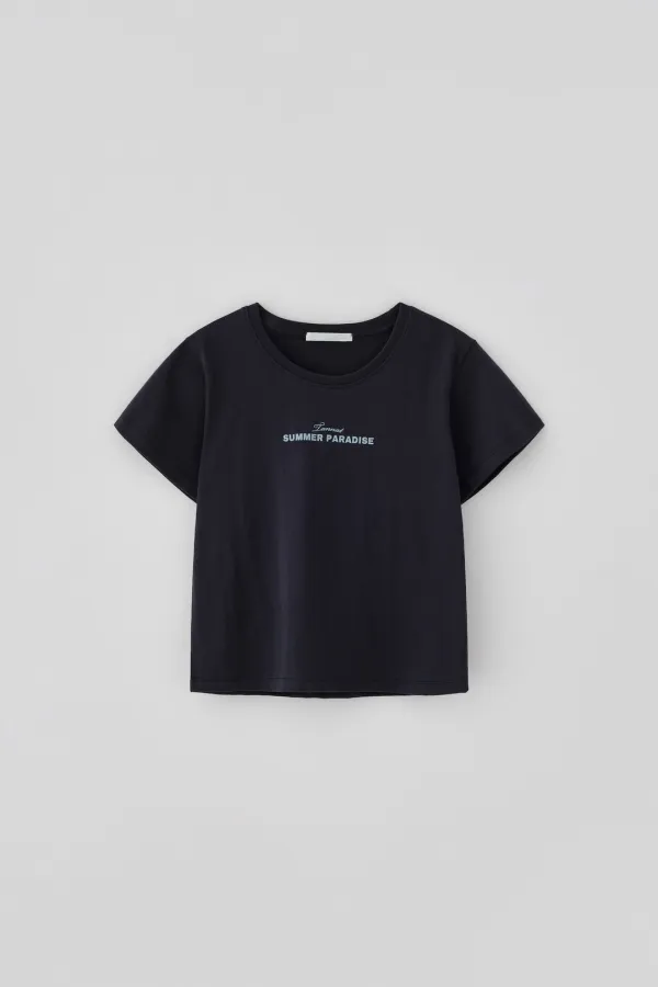 T/T Summer paradise crop t-shirt (charcoal)