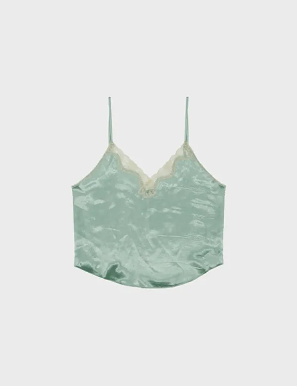 lace satin camisole in mint