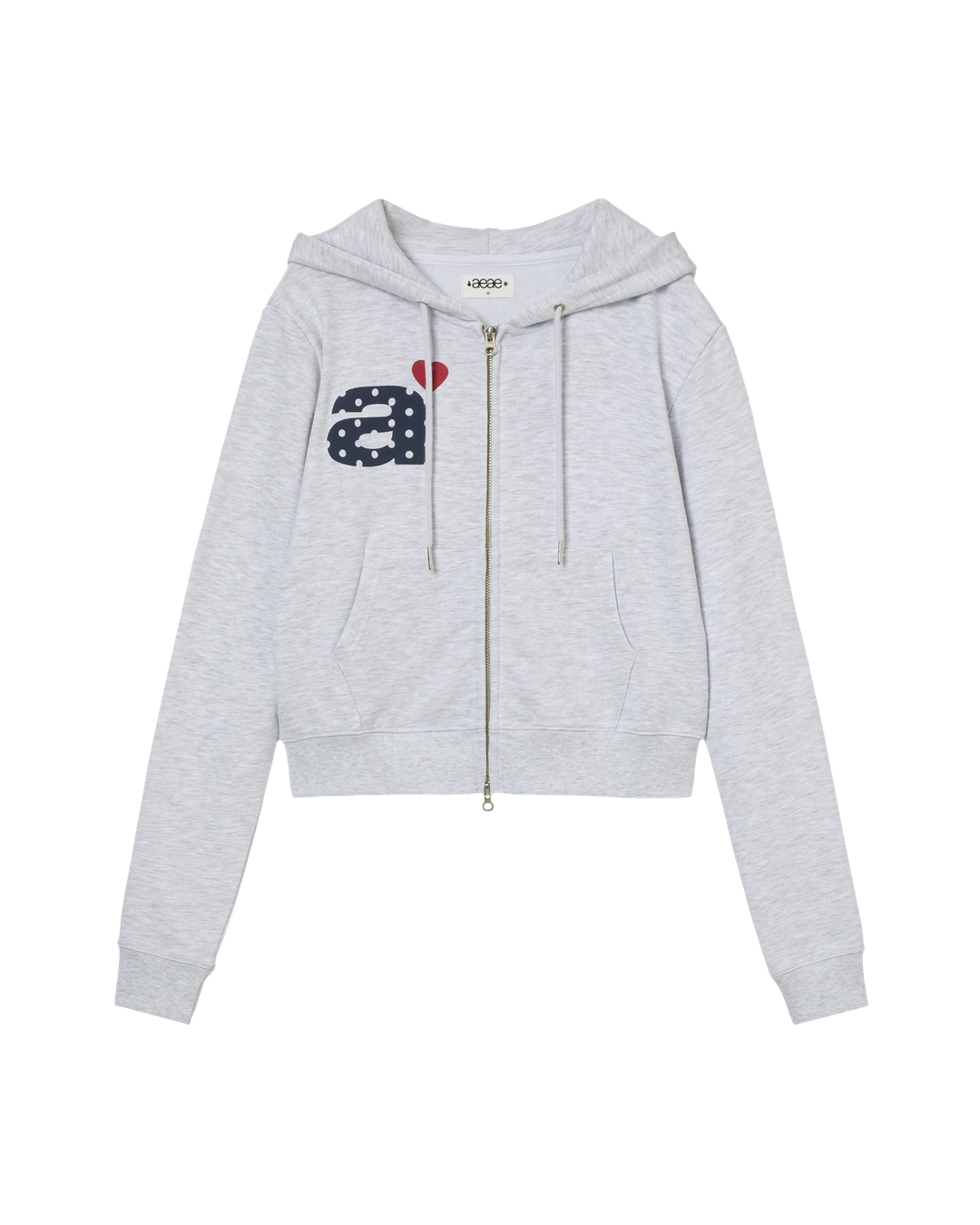 에이이에이이 DOT SMALL LETTER CROP HOOD ZIP UP [LIGHT GREY] 상품 이미지 1