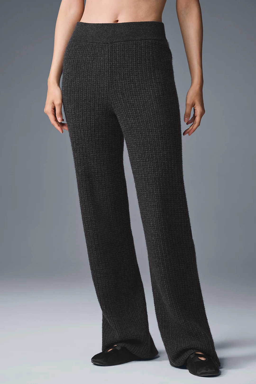 알로요가 Cashmere High-Waist Plush Waffle Pant - Dark Heather Grey 상품 이미지 1