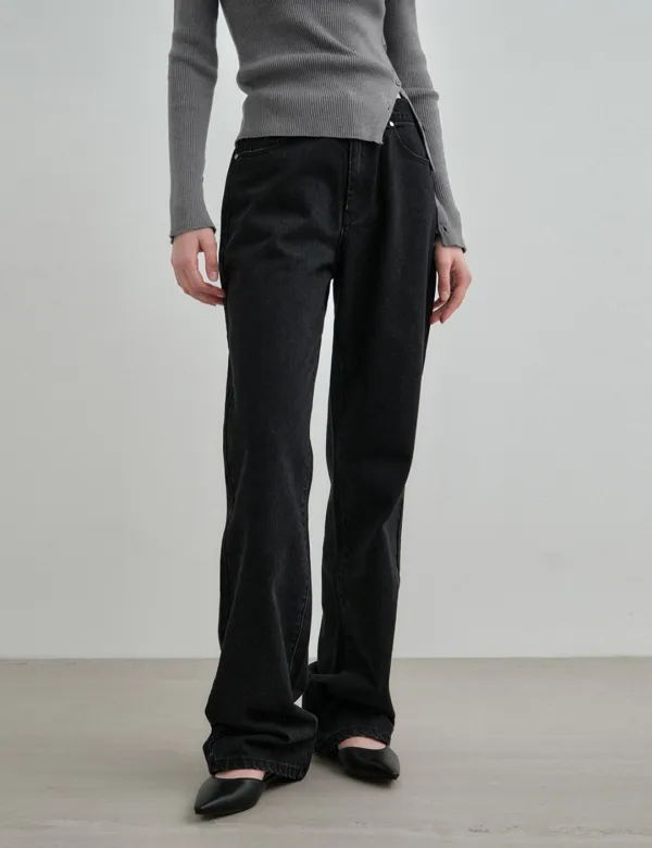 데님 스트레이트 팬츠 블랙 MDPT054BLACK